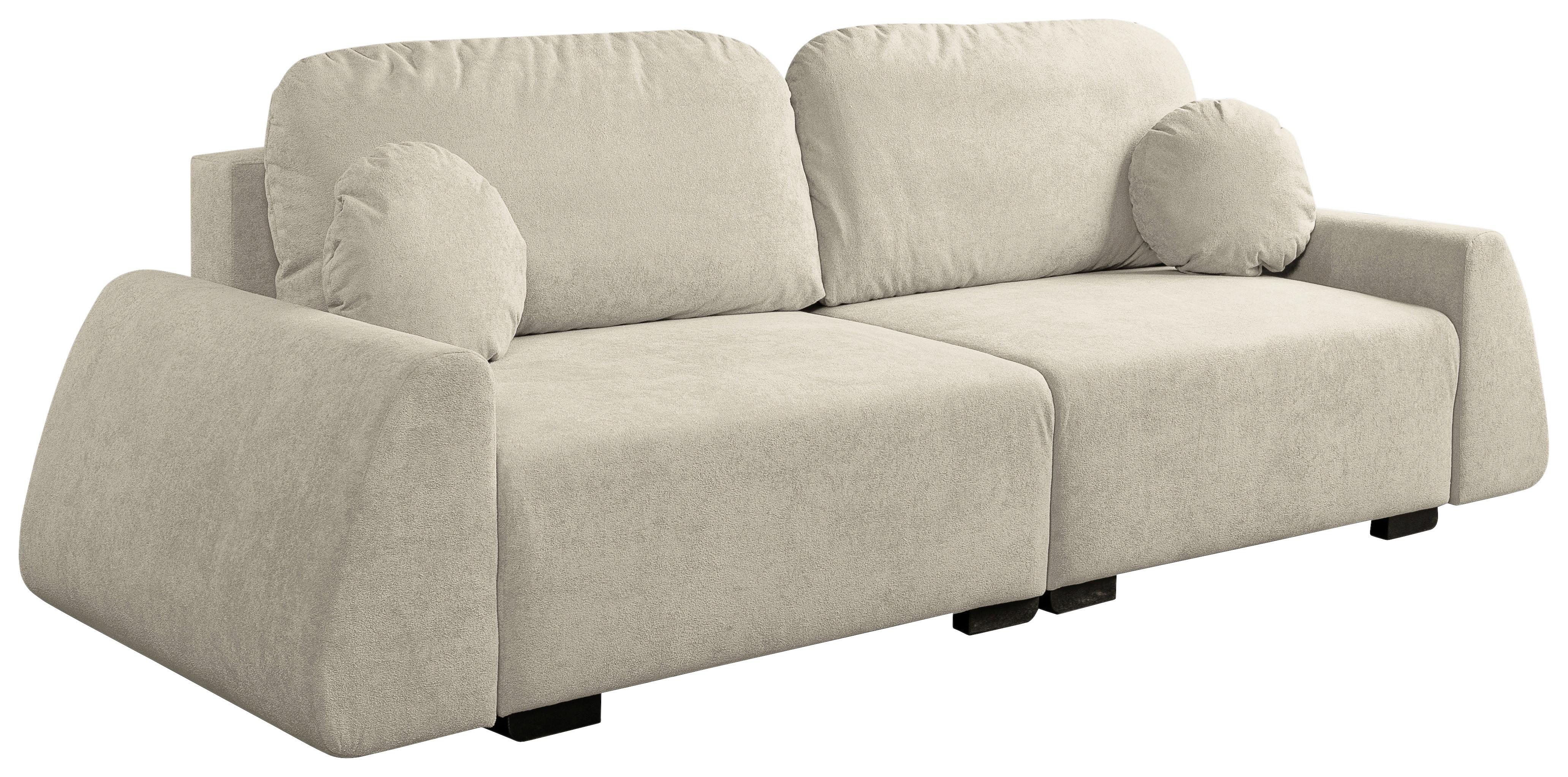 Schlafsofa Almi Boucle Beige, B: 260 Cm - Beige/Schwarz, Design, Textil (260/100/80cm) - Livetastic