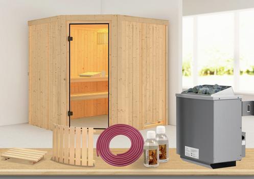 59900010 - Sauna TOULON ECKEINSTIEG 77416 Sauna mit Ofen und Zubehör