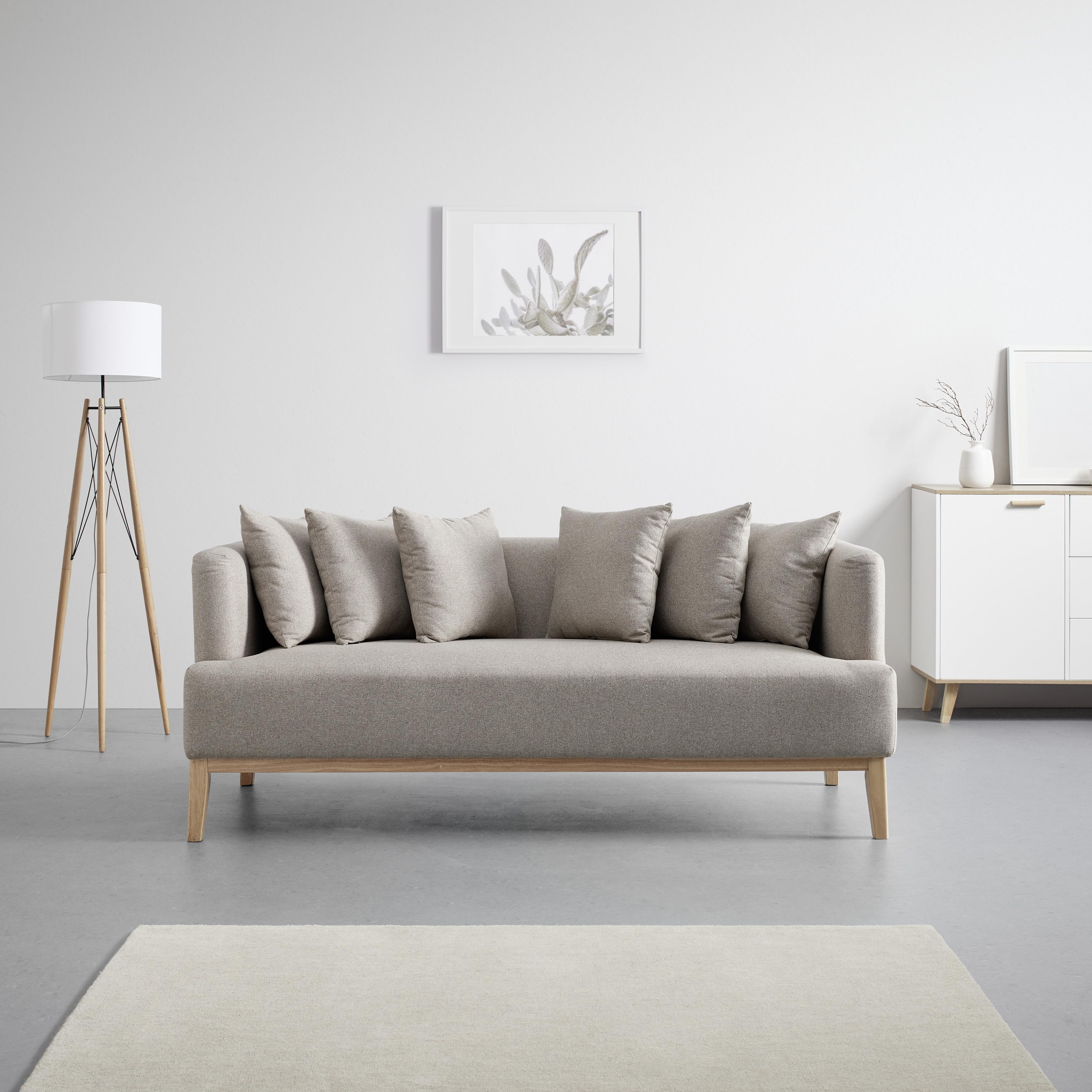 Pohovka S Vankúšmi Mina Béžová - prírodné farby/béžová, Moderný, drevo/textil (190/78/81cm) - Bessagi Home
