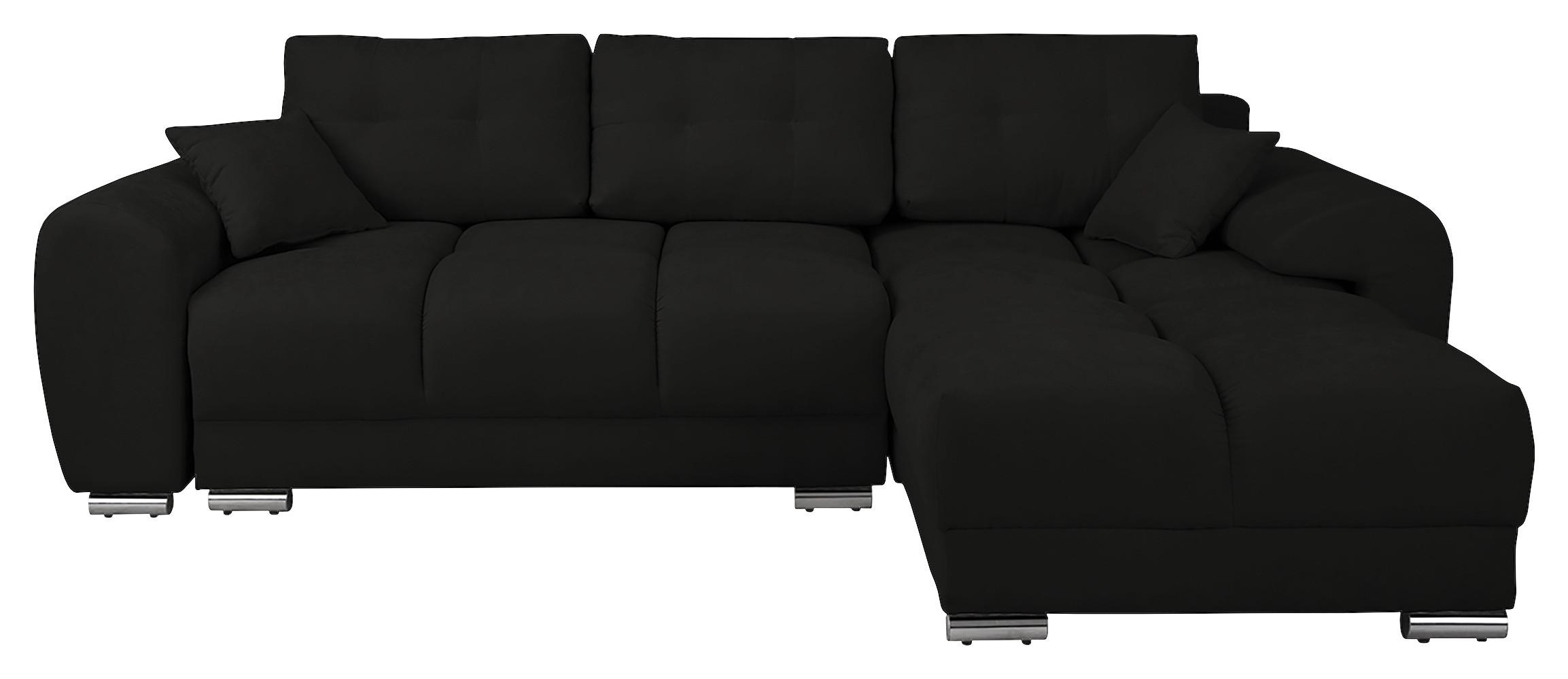 Ecksofa Azzuro Schwarz S: 256x175 cm - Silberfarben/Schwarz, Design, Textil (256/175cm) - Livetastic