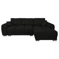 Ecksofa Azzuro Schwarz S: 256x175 cm - Silberfarben/Schwarz, Design, Textil (256/175cm) - Livetastic