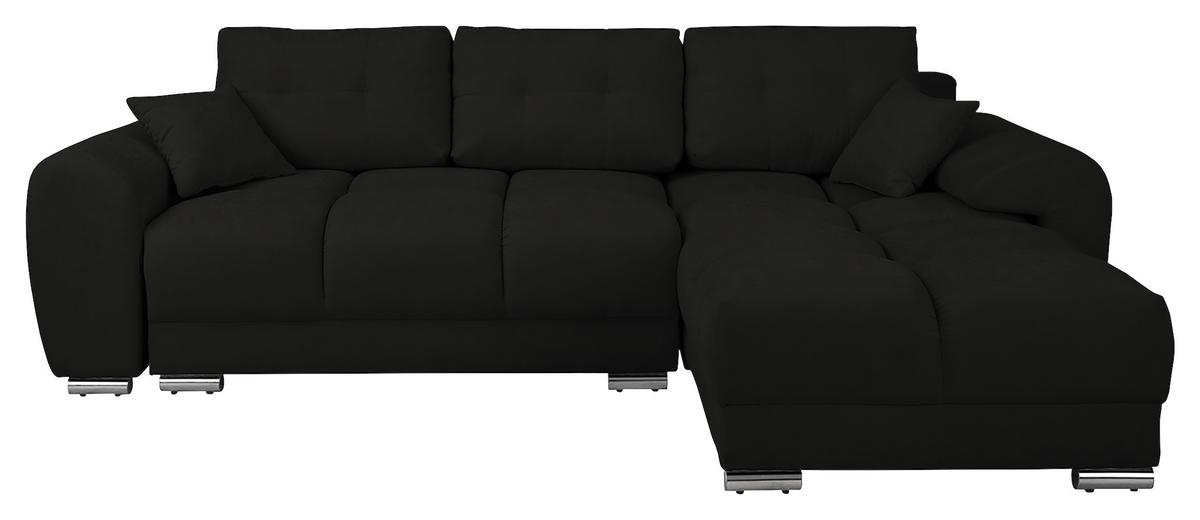 Ecksofa Azzuro Schwarz S: 256x175 cm - Silberfarben/Schwarz, Design, Textil (256/175cm) - Livetastic