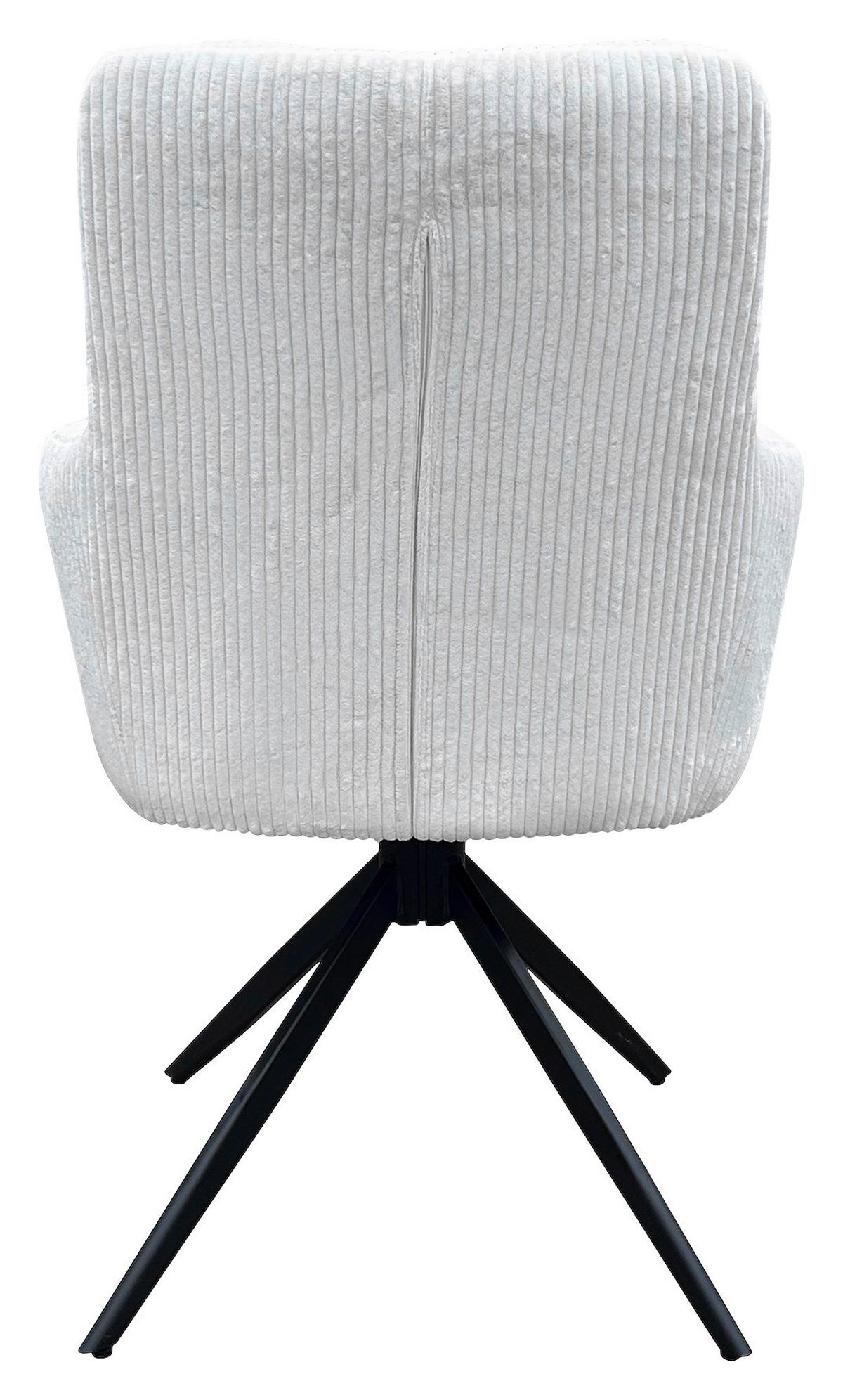 Armlehnstuhl-set Pura, Drehbar, Weiß 2er - Schwarz/Weiß, Design, Textil/Metall (58/88/64cm) - MID.YOU