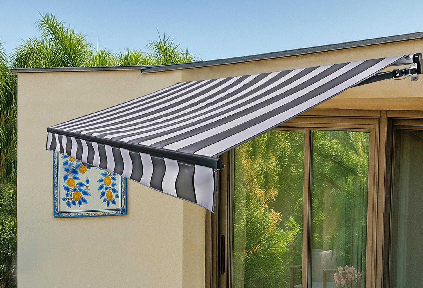 MARKISE ELEKTR. MARKISE 395X250 WEIß - Dunkelgrau/Anthrazit, MODERN, Kunststoff/Metall (250/20/395cm) - Gardenson