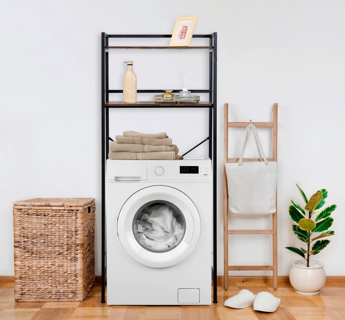 Waschmaschinenregal Respekta - Schwarz/Braun, Trend, Holzwerkstoff/Metall (168/70/35cm) - Homezone