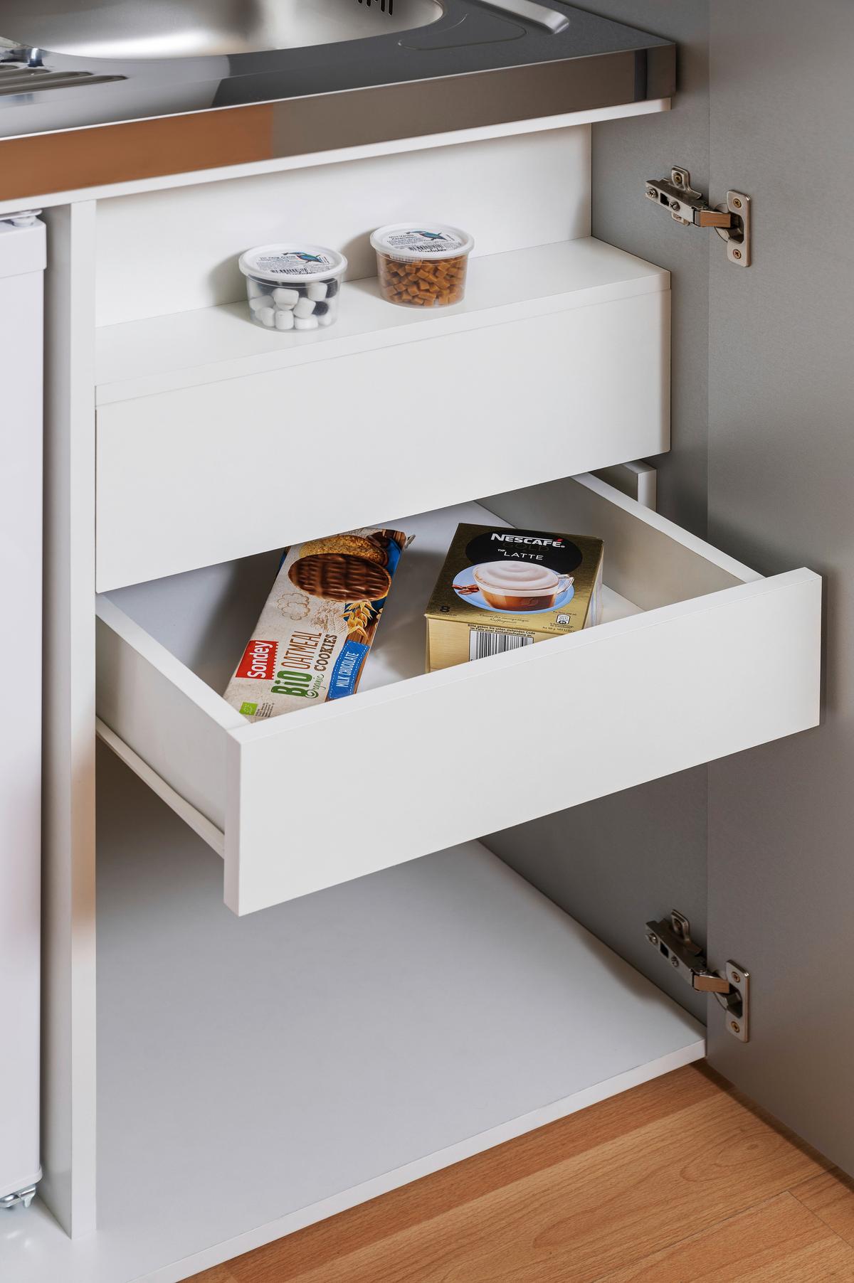Schrankküche M. Kühlschrank + Kochfeld 104 Cm Elegant - Silberfarben/Weiß, MODERN, Holzwerkstoff/Metall (104/193/67cm) - Respekta