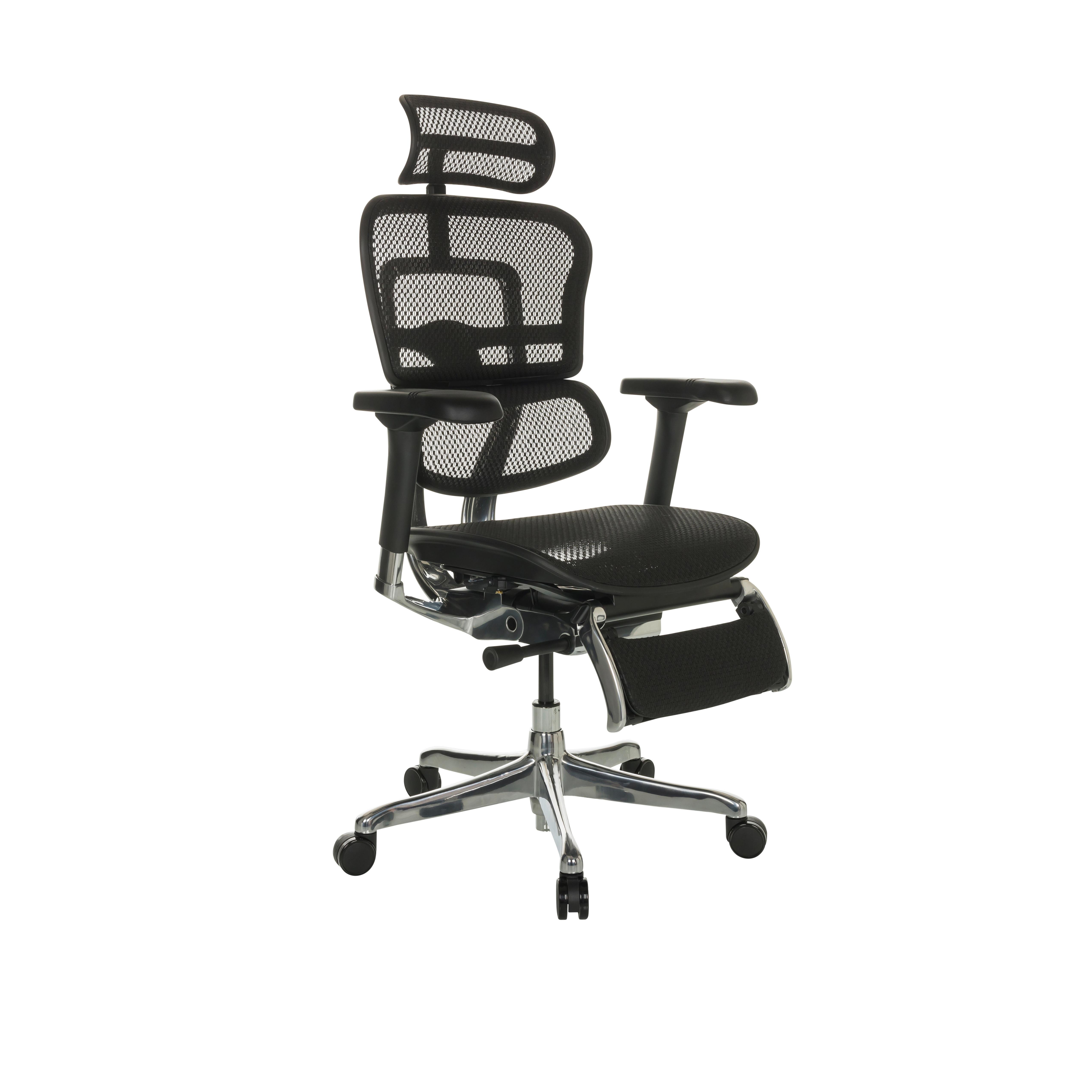 Drehstuhl Ergohuman Plus Legpro I - Schwarz/Grau, Basics, Kunststoff/Textil (68/118-141/64cm) - MID.YOU
