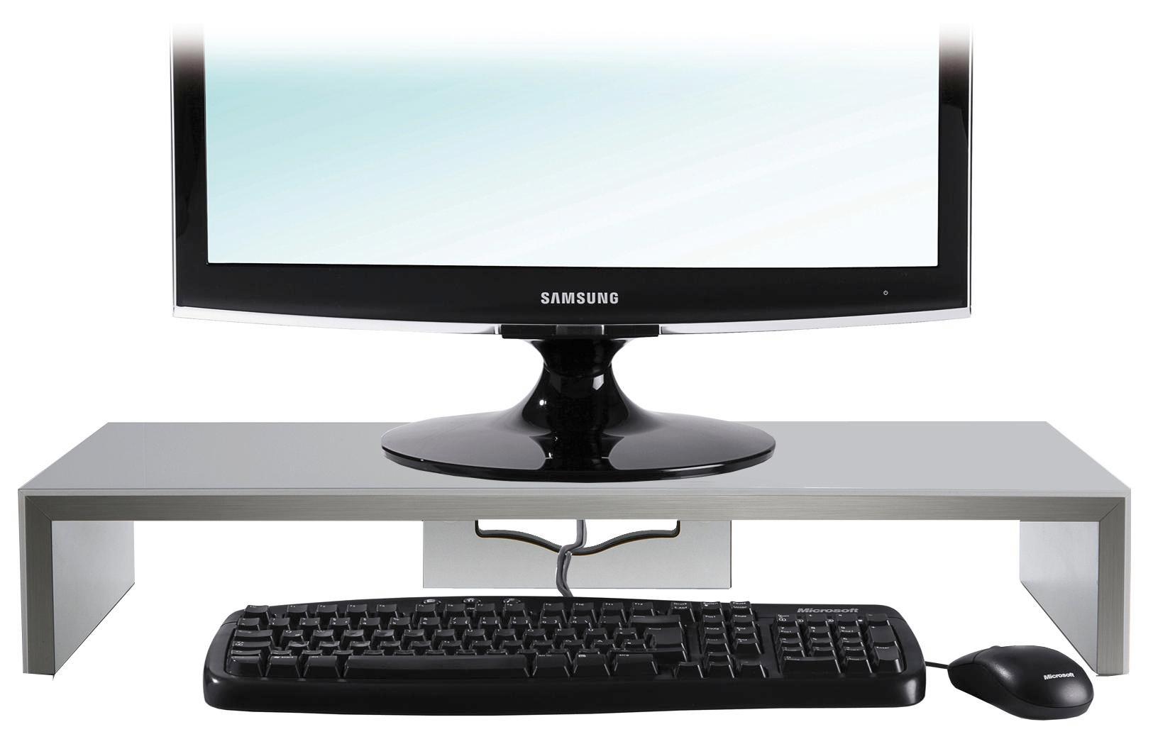 75 cm Bildschirm Monitor Erhöhung TV Schreibtisch Aufsatz Hochglanz Weiß B 