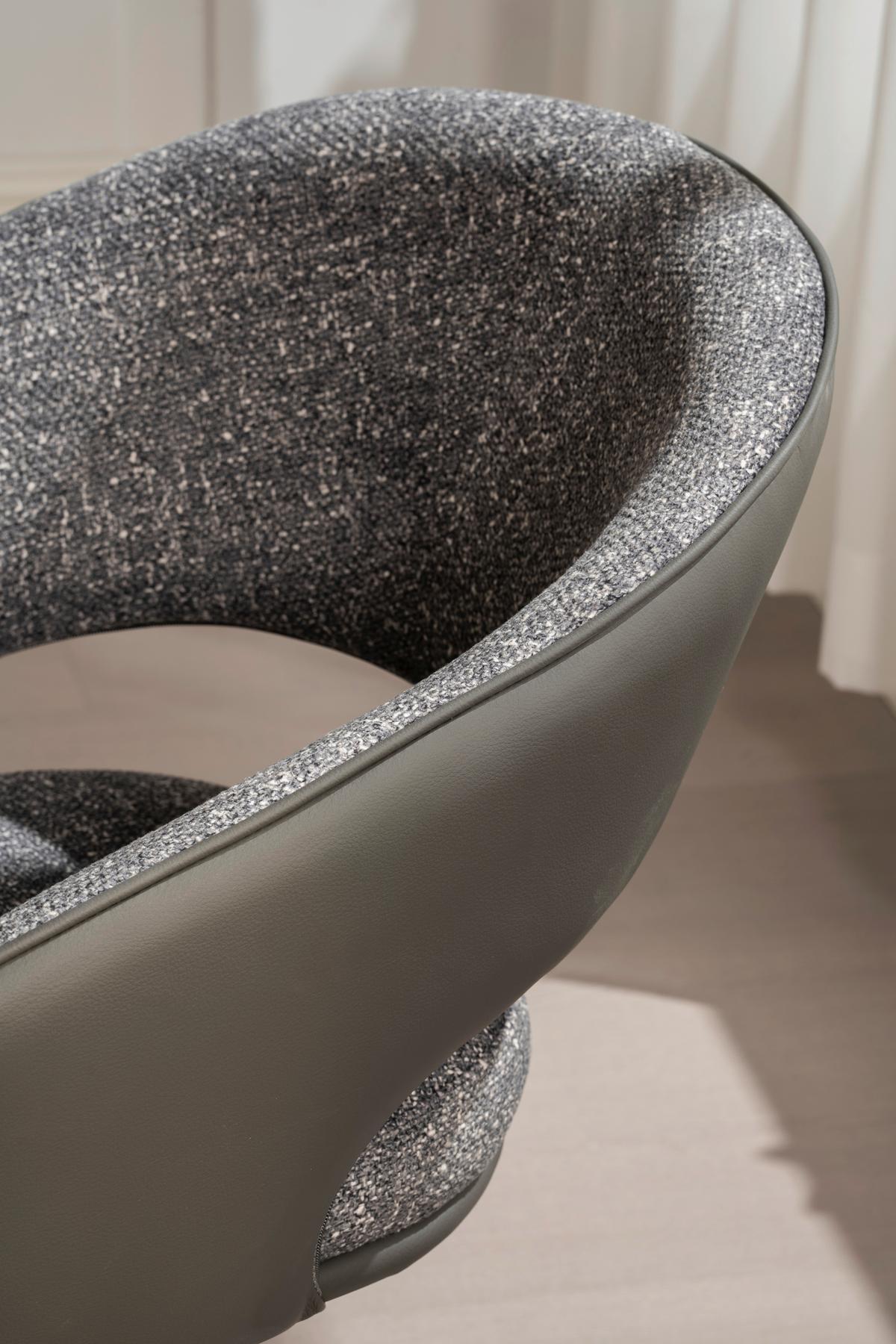 Armlehnstuhl Alva Leinenoptik Grau, B: 58 cm - Dunkelgrau/Grau, LIFESTYLE, Holz/Textil (58/83/62cm) - Livetastic