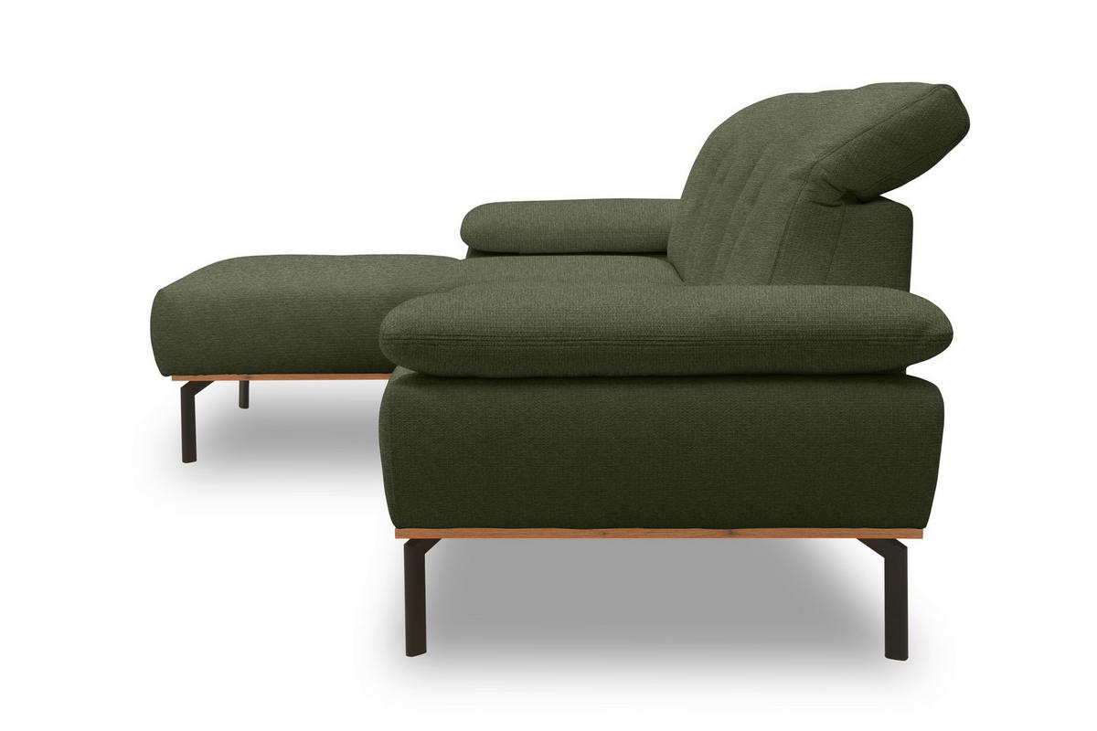 Ecksofa Grün S: 242x170 cm - Wildeiche/Schwarz, Design, Holz/Textil (242/170cm) - MID.YOU