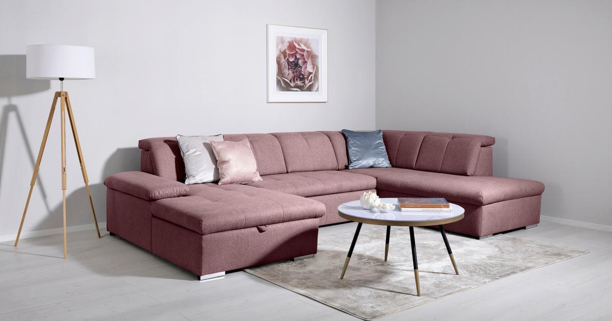 Wohnlandschaft Beere U: 173x328x215 Cm - Beere/Grau, Design, Textil (173/328/215cm) - MID.YOU