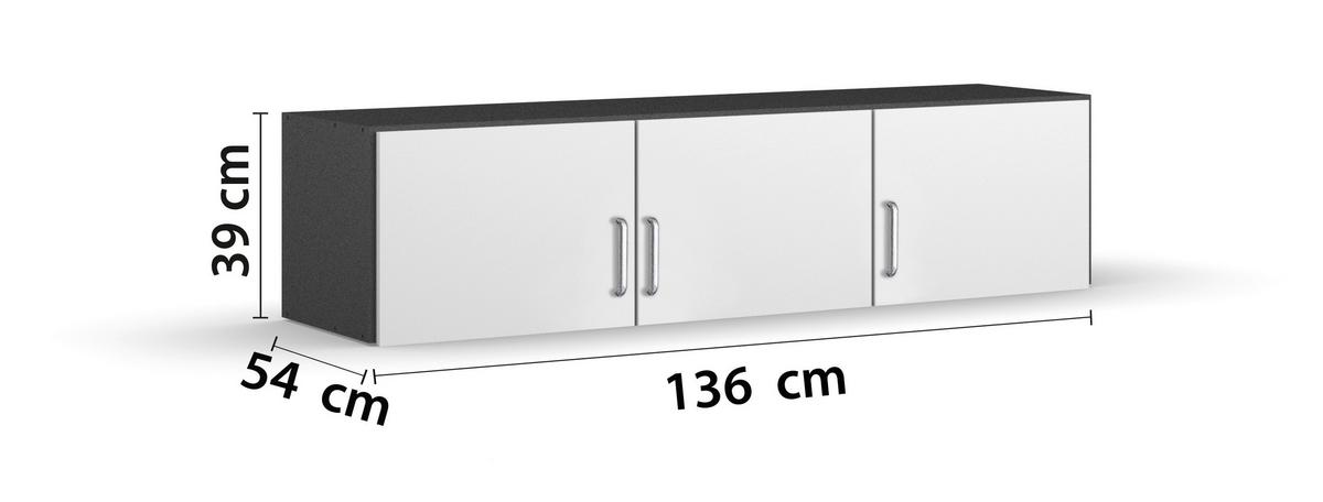 Aufsatzschrank B: 136 cm Aalen Extra Grau/ Weiß - Weiß/Grau, KONVENTIONELL, Holzwerkstoff (136/39/54cm)
