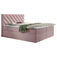 Boxspringbett mit Topper Rosa 160x200 cm Gusto - Schwarz/Rosa, MODERN, Textil (160/200cm) - MID.YOU
