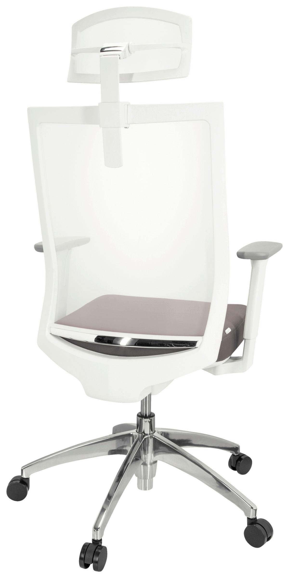 Drehstuhl Aspen White Pro - Silberfarben/Weiß, Basics, Kunststoff/Textil (63/112-122/55cm) - MID.YOU