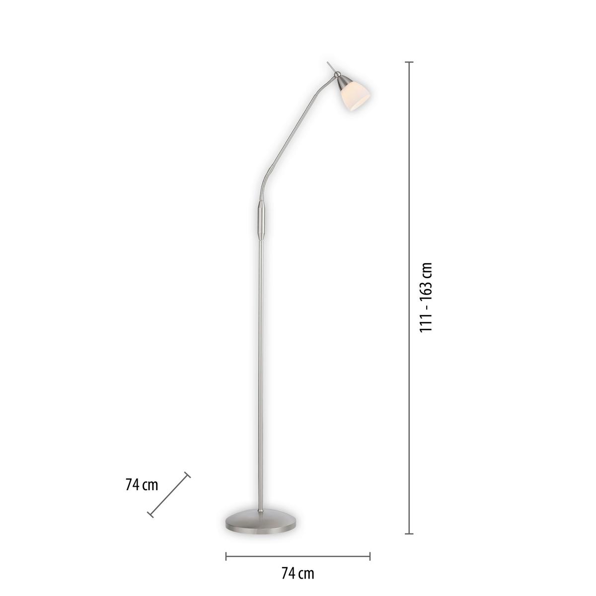 LED-Stehleuchte 400-55 Pino - Edelstahlfarben, Basics, Glas/Metall (74/74/163cm) - Paul Neuhaus
