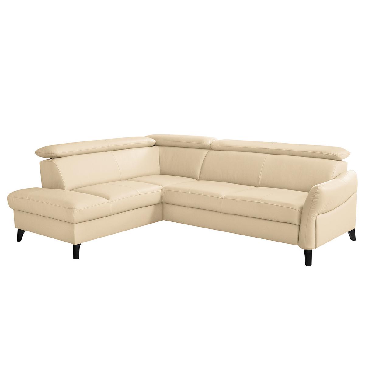 Ecksofa Note New Teilleder Beige 199x244 - Beige/Schwarz, Design, Leder/Textil (199/244cm) - Livetastic