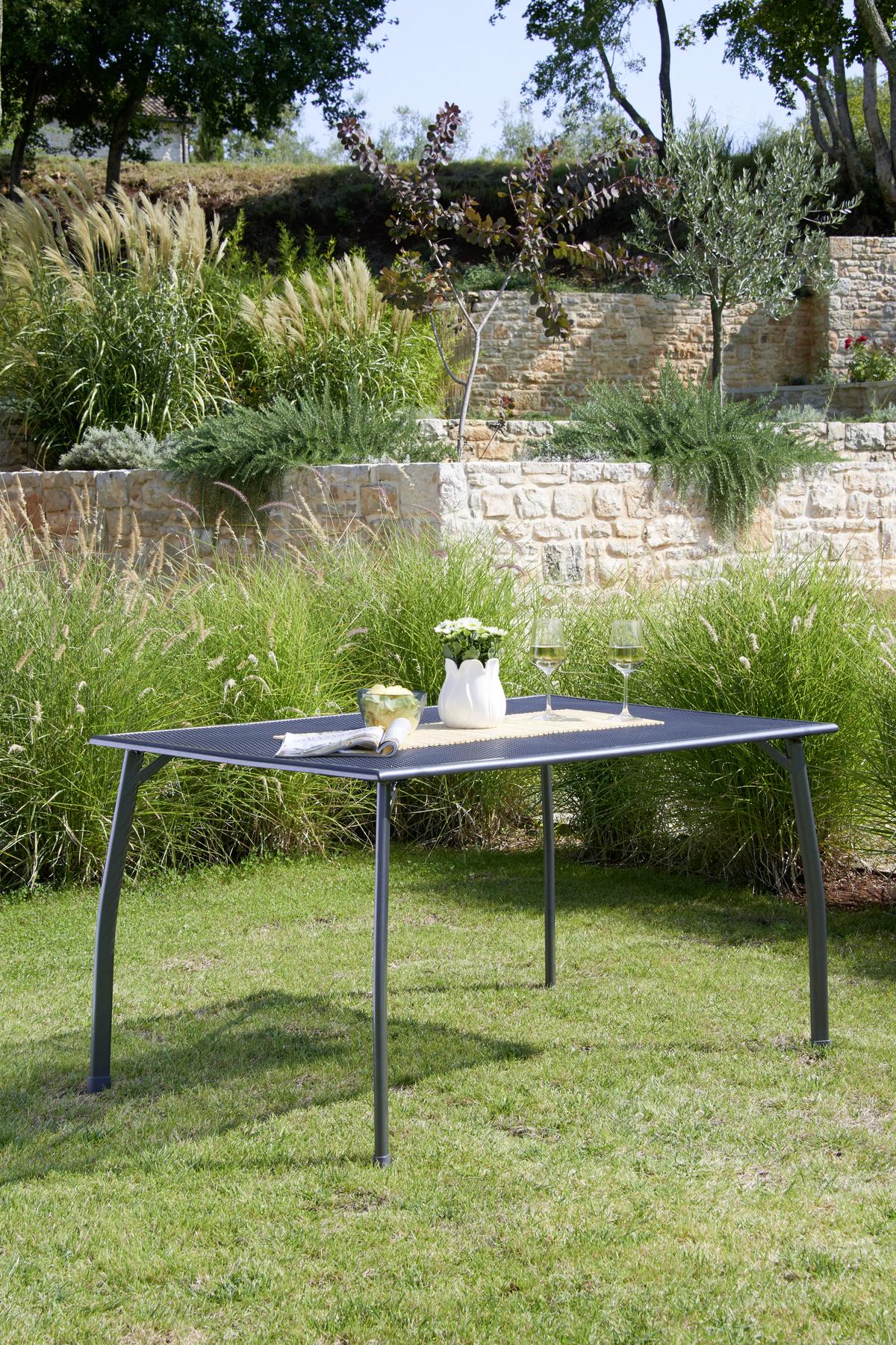 Gartentisch höhenverstellbar Toulouse, Stahl L 140 cm - Anthrazit/Schwarz, MODERN, Kunststoff/Metall (140/74/90cm) - Luca Bessoni