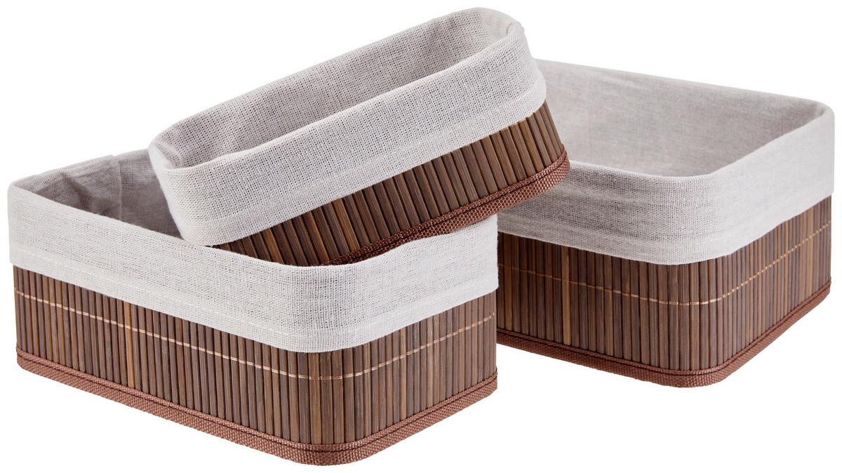 Aufbewahrungsbox Ursula 3er-Set Textil - Naturfarben/Weiß, Basics, Karton/Naturmaterialien - Luca Bessoni