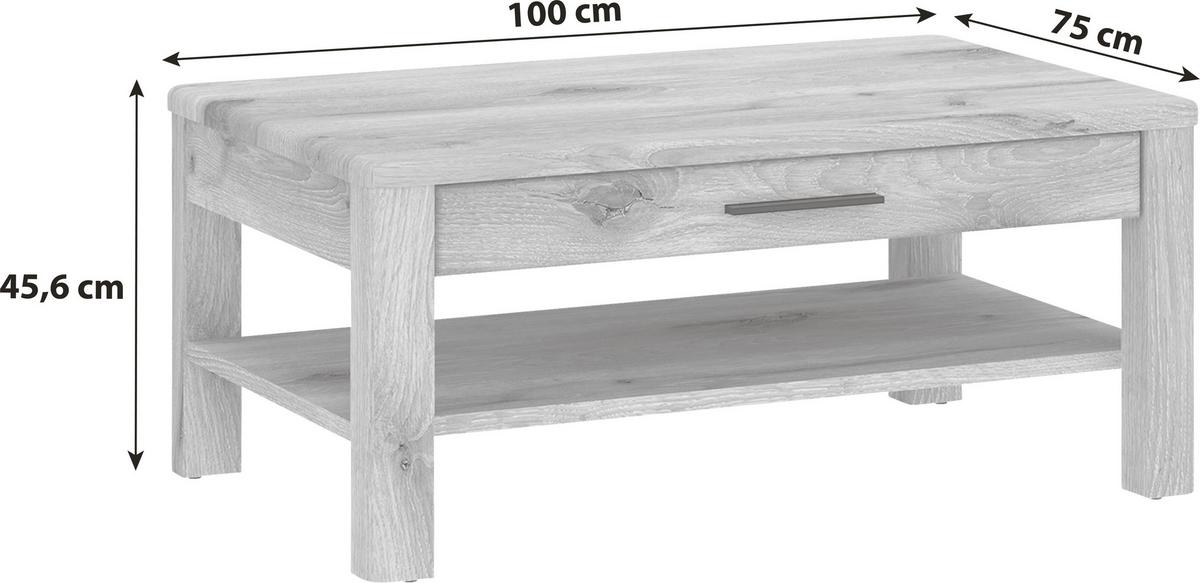 Dohányzóasztal Grano - tölgyfa színű, Trend, faalapú anyag (100/45,6/75cm)