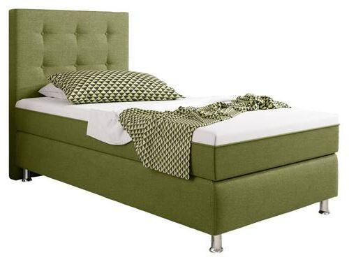 Boxspringbett Mit Topper 90x200 Köln Plus - Silberfarben/Grün, KONVENTIONELL, Textil (90/200cm) - MID.YOU