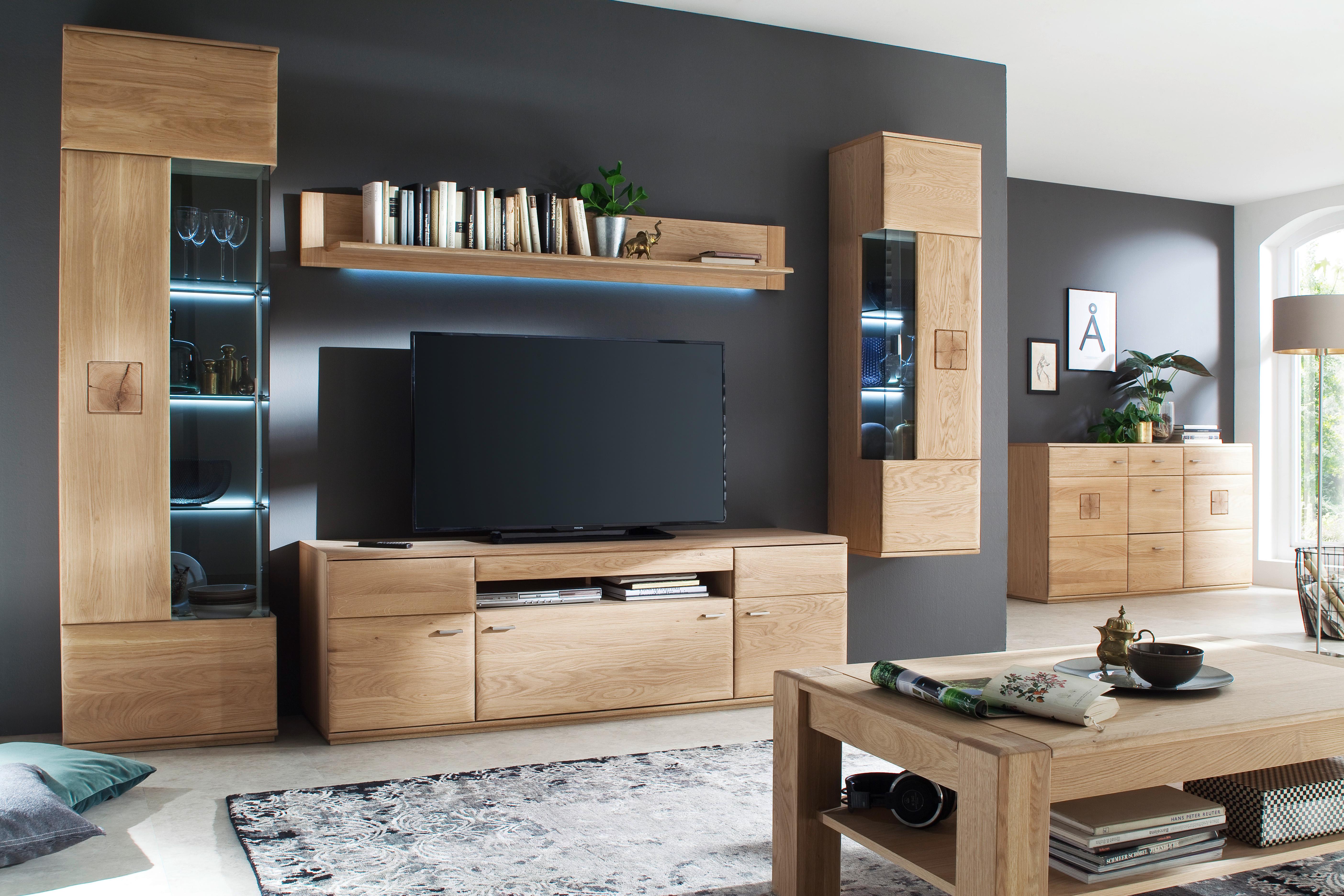 TV-Element Bologna B: 180 cm Eiche Dekor - Eichefarben, Design, Holz/Holzwerkstoff (180/58/50cm) - Livetastic