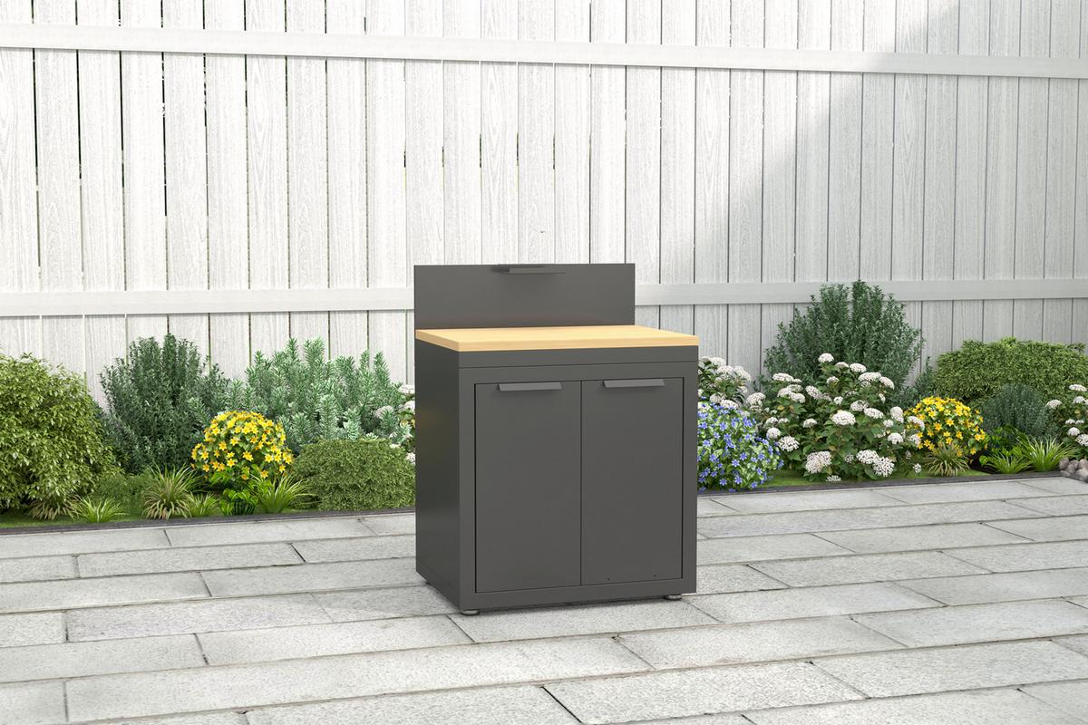 Outdoorküchenunterschrank Origin, Anthrazit, Stahl - Anthrazit, Basics, Metall (80/110/60cm) - Gardenson