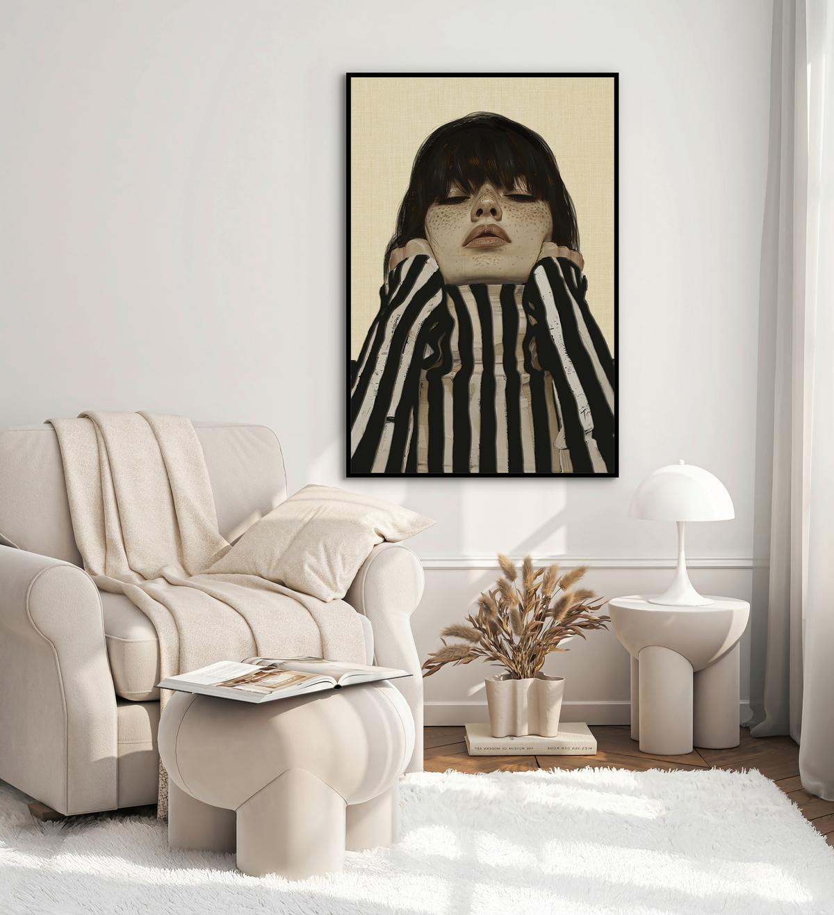 Obraz na plátně Denise, ca. 60/90cm - černá/béžová, Moderní, kompozitní dřevo/textil (60/90cm) - Premium Living