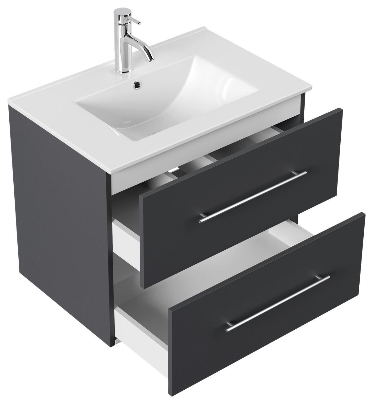 WASCHTISCHKOMBI Homeline, Graphitf, B: 71 cm - Graphitfarben/Weiß, Basics, Keramik/Holzwerkstoff (71cm) - MID.YOU