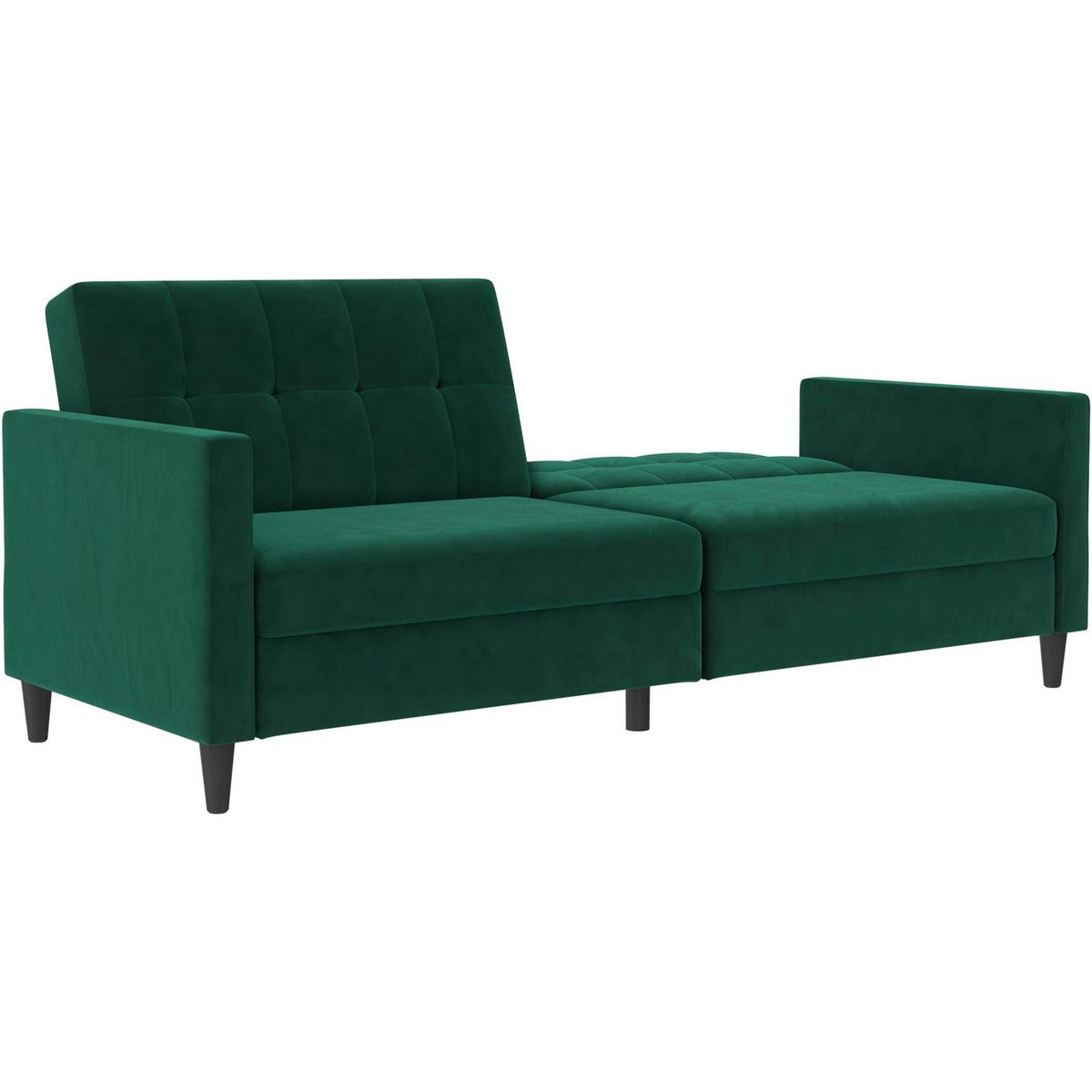 Schlafsofa Hannover Dunkelgrün, mit Schlaffunktion - Dunkelgrün/Schwarz, Basics, Textil (203/82/83cm) - Livetastic
