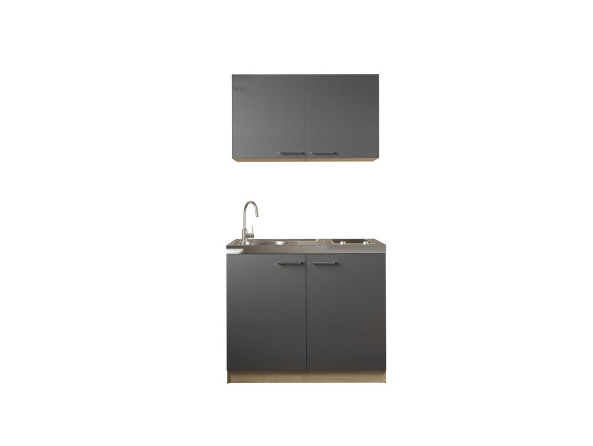 Miniküche Merle Grau/Eiche Dekor B:100cm - Eichefarben/Grau, Basics, Holzwerkstoff/Metall (100cm) - Respekta