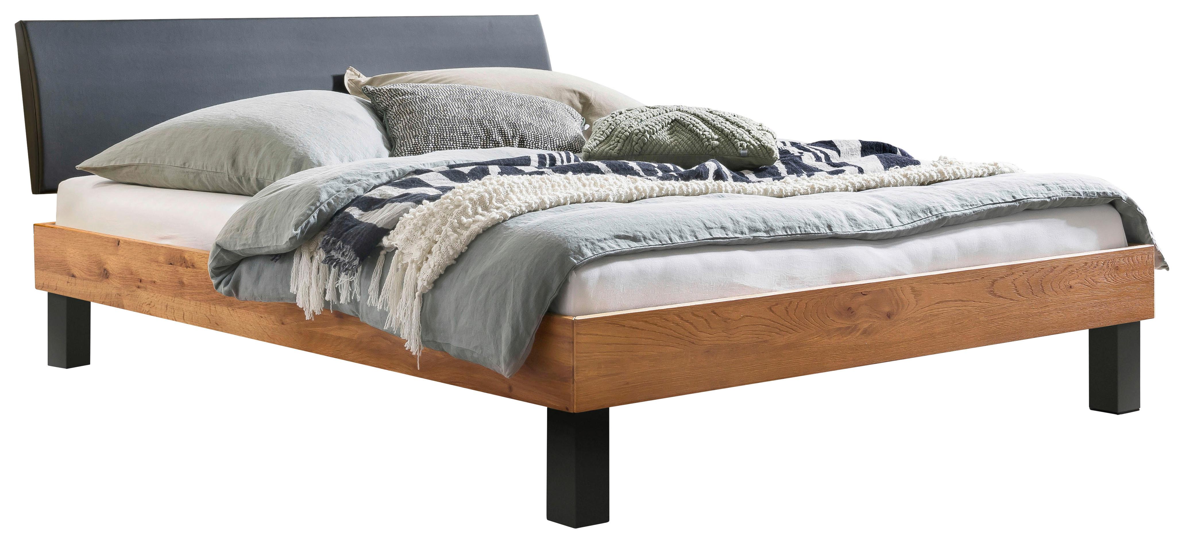 Bett Sondrio Mit Gepolstertem Kopfteil 160x200 - Wildeiche/Eichefarben, Natur, Holz/Textil (160/200cm) - Hasena