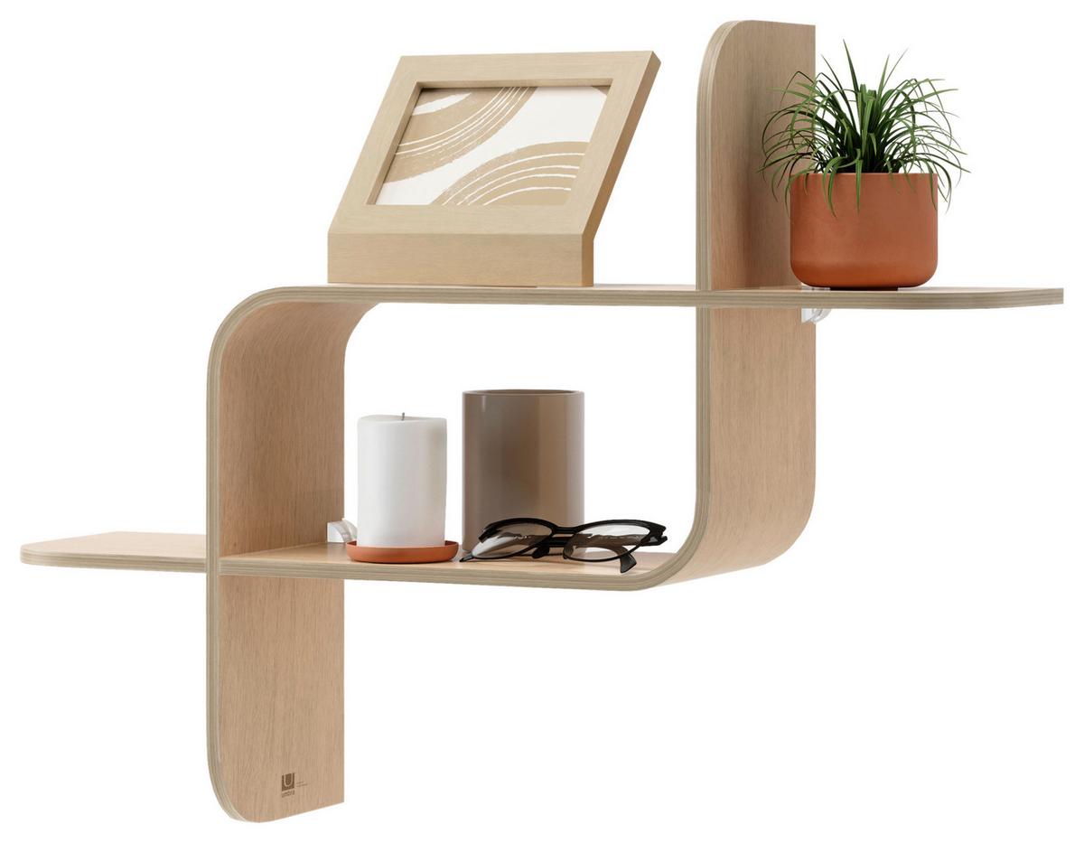 NÁSTENNÝ REGÁL 1017571-390 - prírodná farba, Design, drevo (15,2/46,9/52,2cm) - Umbra