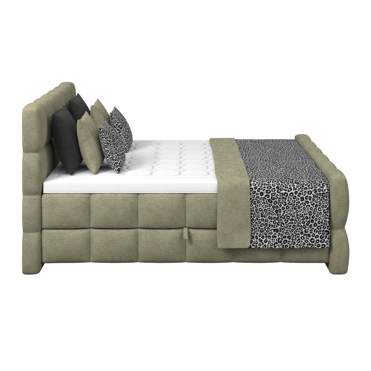 Boxspringbett Brisbane inkl. Bettkasten 160x200 - Schwarz/Grün, Trend, Holz/Holzwerkstoff (160/200cm) - Sembella