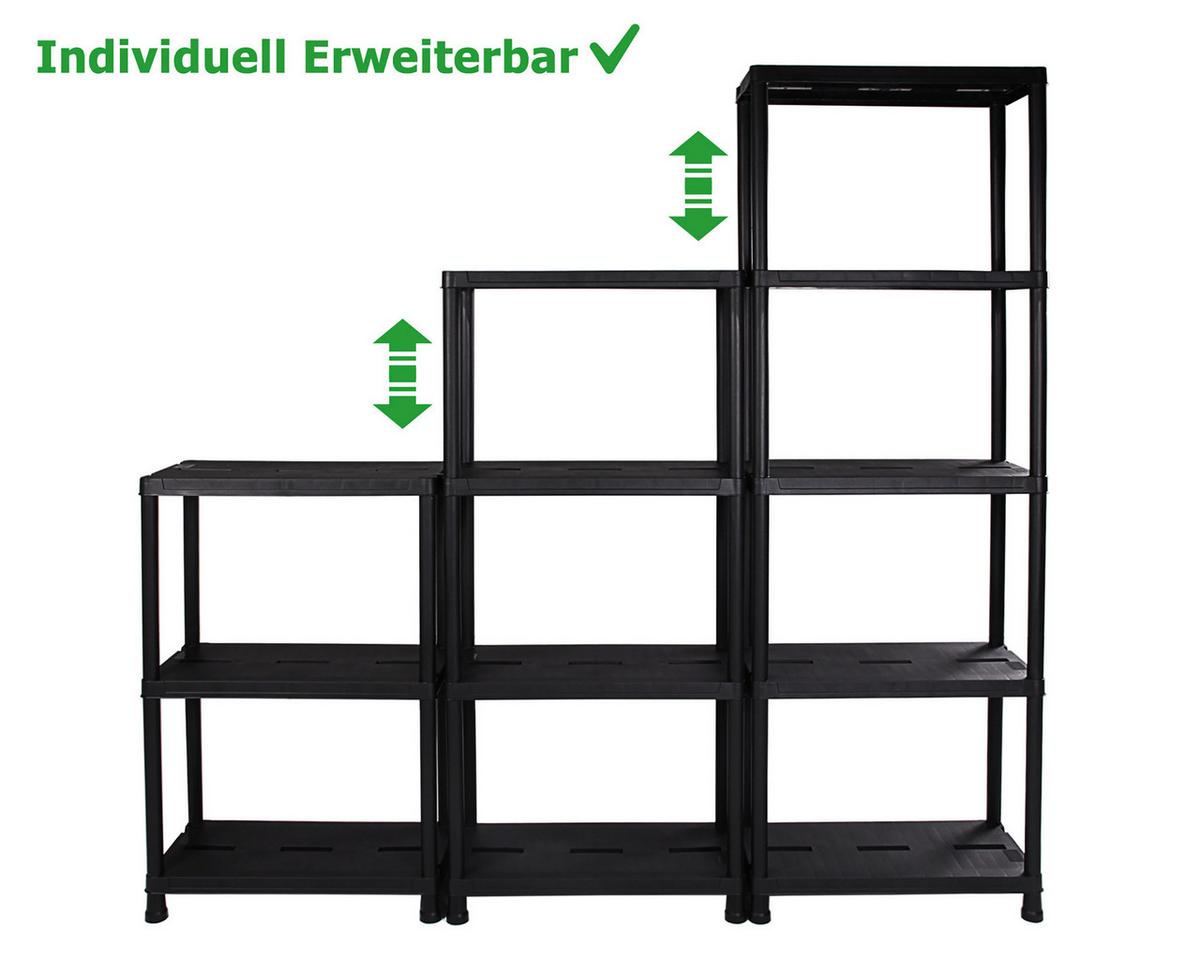 Steckregal Schwarz Kunststoff - Schwarz, Basics, Kunststoff (71/180/35cm)