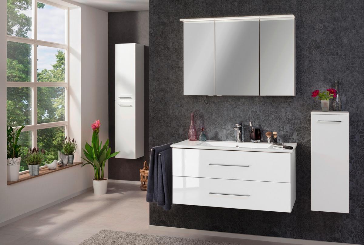 Hängender Midischrank B.perfekt B: 30,5 cm Weiß - Weiß, MODERN, Glas/Holzwerkstoff (30,5/81/32cm) - MID.YOU