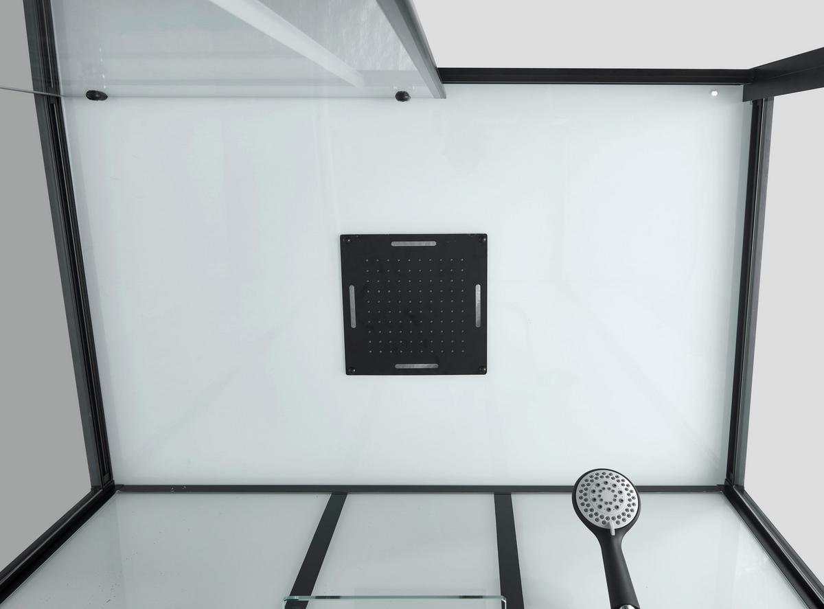 Sprchový kút s LED, Bluetooth, rádiom, čierna - čierna, Modern, sklo (120/80/225cm) - Sanotechnik