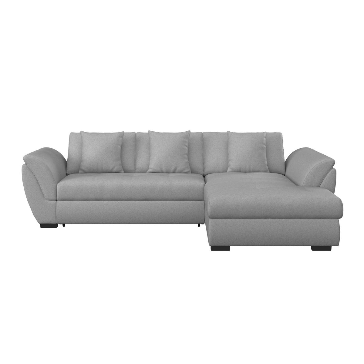 Ecksofa mit Schlaffunktion Berisso, Webstoff - Schwarz/Grau, Design, Textil (278/187cm) - Ondega