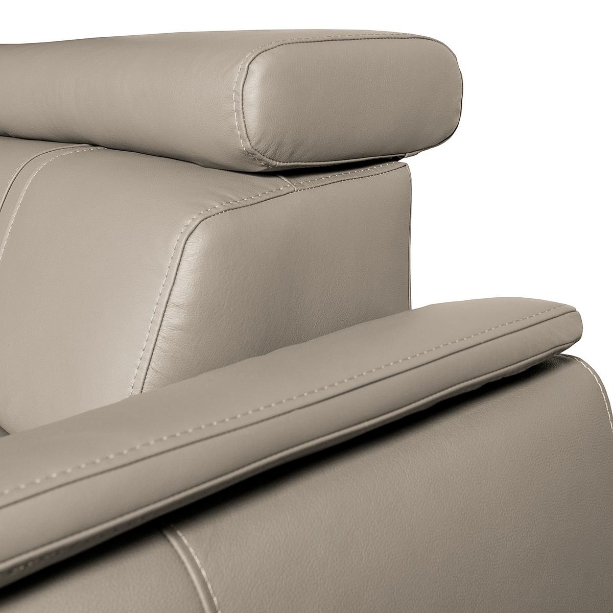 Ecksofa City Hellgrau S: 211x265 cm - Wengefarben/Hellgrau, Design, Leder (211/265cm) - Livetastic