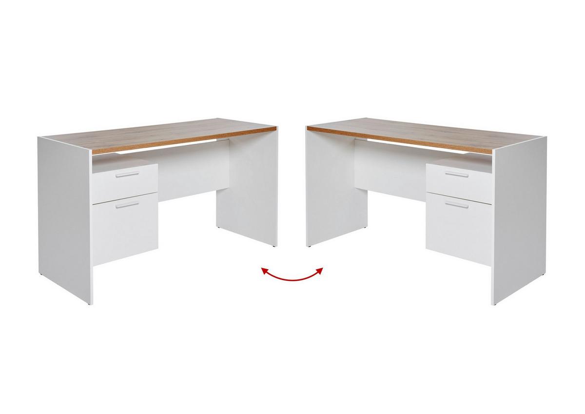 Schreibtisch ml C 130 - Eichefarben/Weiß, KONVENTIONELL, Holzwerkstoff (123/55/74,5cm) - Livetastic