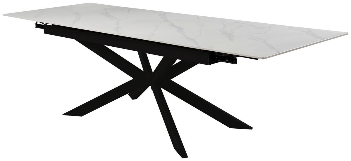 Rozťahovací stôl LEON 180-260x90 - čierna/biela, Modern, kov/keramika (180-260/90/76cm) - Premium Living