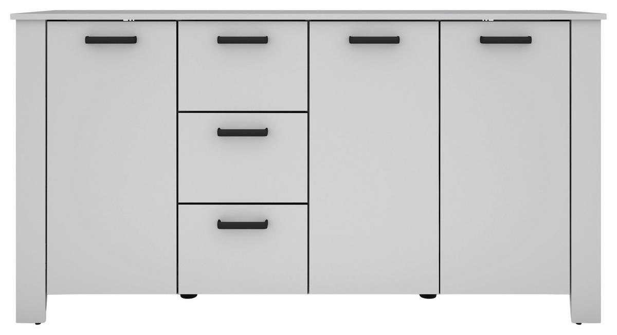 Sideboard Faro Weiß B: 160 cm - Schwarz/Weiß, Design, Holzwerkstoff (160/84/40cm) - MID.YOU