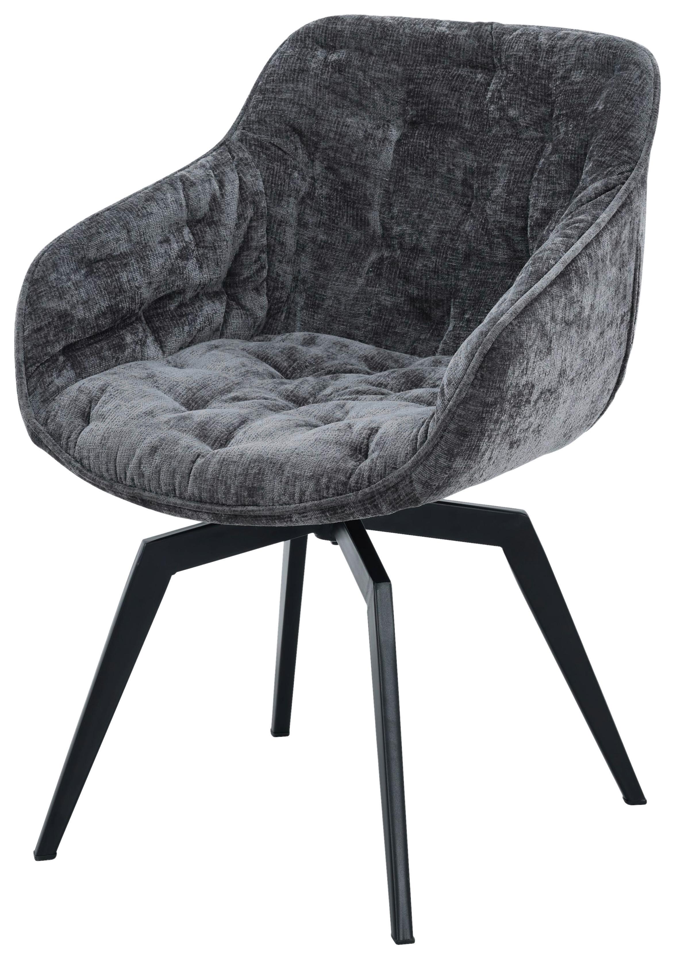 Armlehnstuhl Avegno Grau/Schwarz B: 59,5 cm - Schwarz/Grau, MODERN, Textil/Metall (59,5/84/63,5cm) - Livetastic