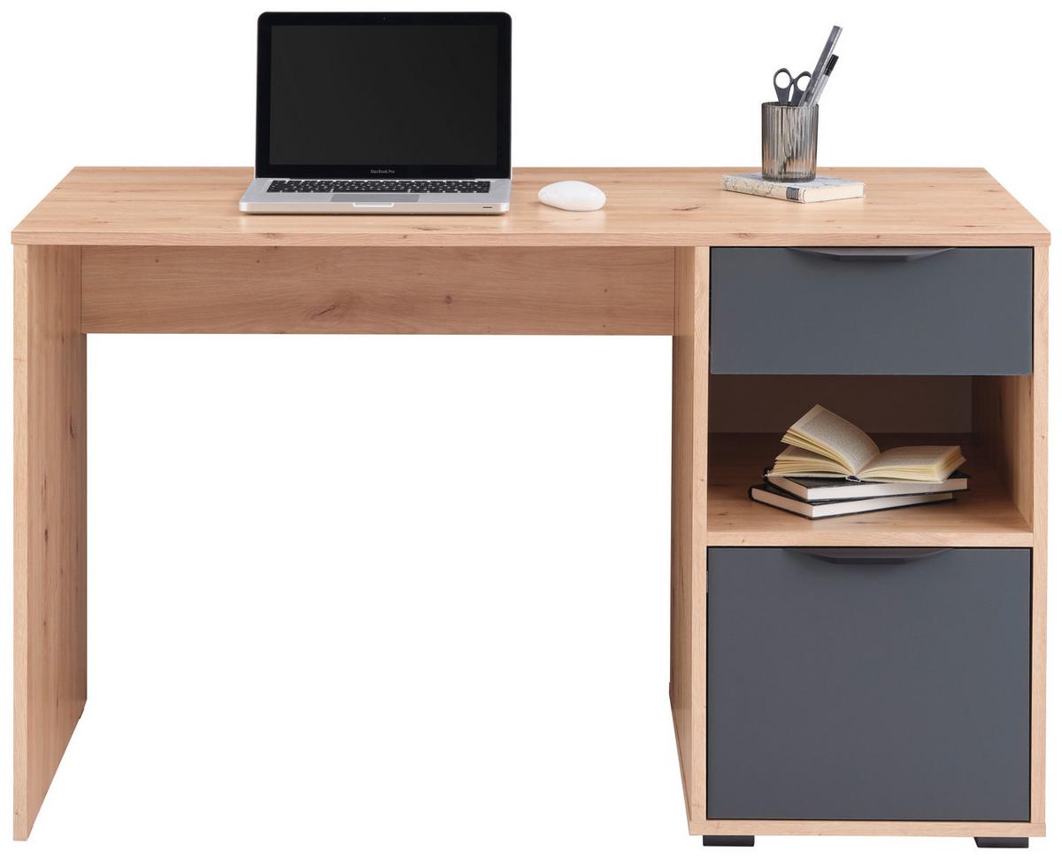 Schreibtisch Palermo 2 Weiß/salbeigrün, B: 120 Cm - Anthrazit/Eiche Artisan, Trend, Holzwerkstoff (120/73,5/60cm)
