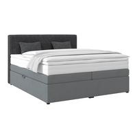 Boxspringbett Mit Topper & Bettkasten 160x200 Rossa - Blaugrau/Schwarz, MODERN, Holzwerkstoff/Textil (160/200cm)