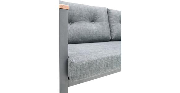 Loungegarnitur 4-Tlg. Merida Metall/Holzdekor mit Kissen - Anthrazit/Birkefarben, MODERN, Holzwerkstoff/Textil - Beldano