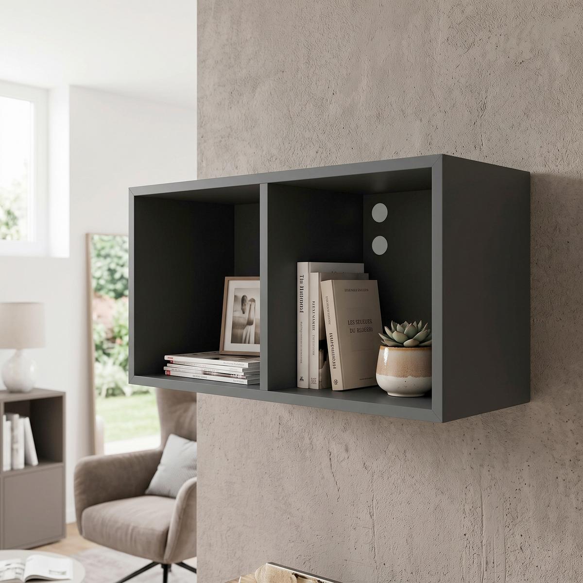 Wandregal Las Vegas Schieferfarben B: 60 cm - Schieferfarben, MODERN, Holzwerkstoff (60/36/37cm) - Vertico