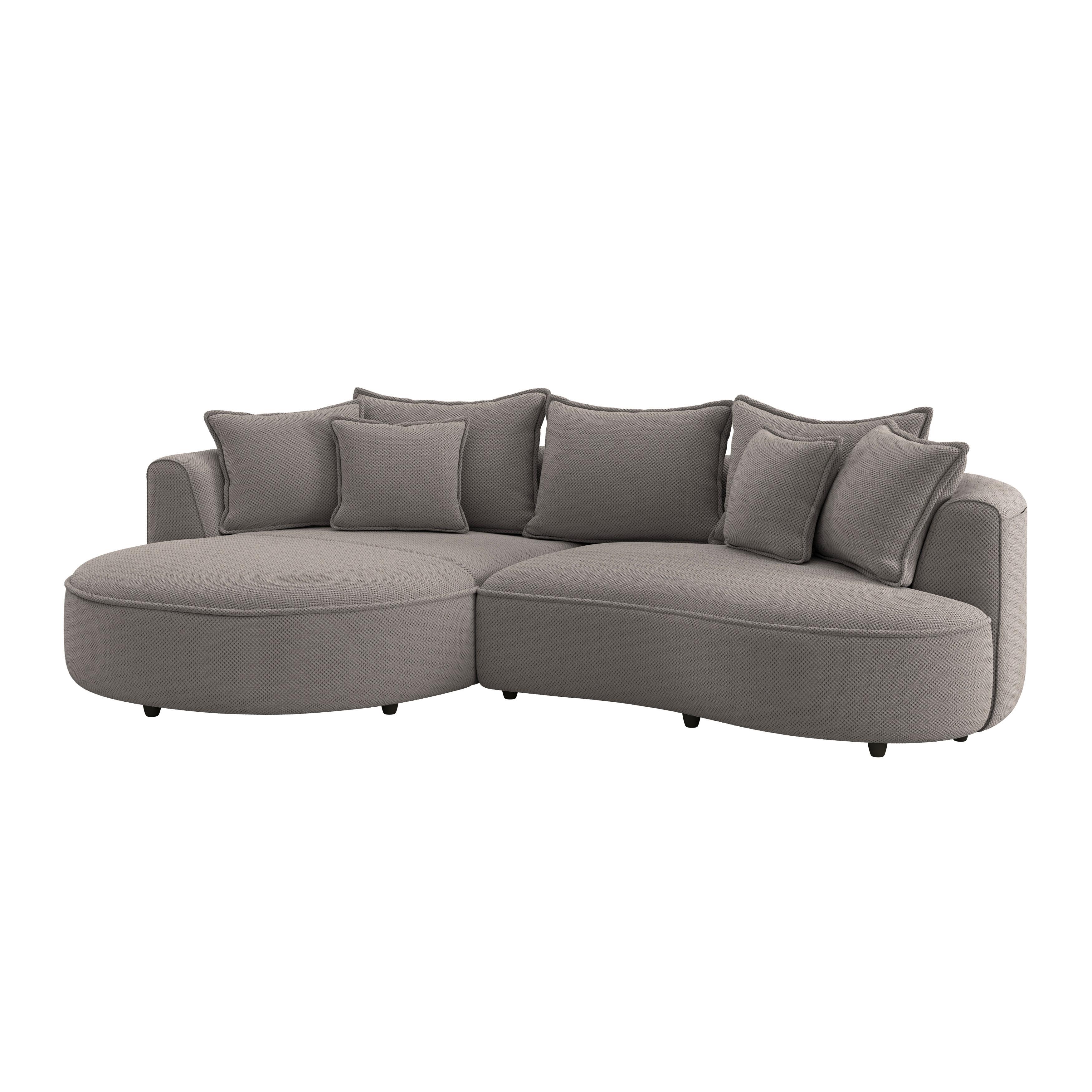 Rohová sedačka LEVI, pravá, cappuccino, se 7 polštáři - černá/cappuccino, Moderní, textil/plast (287/168cm)