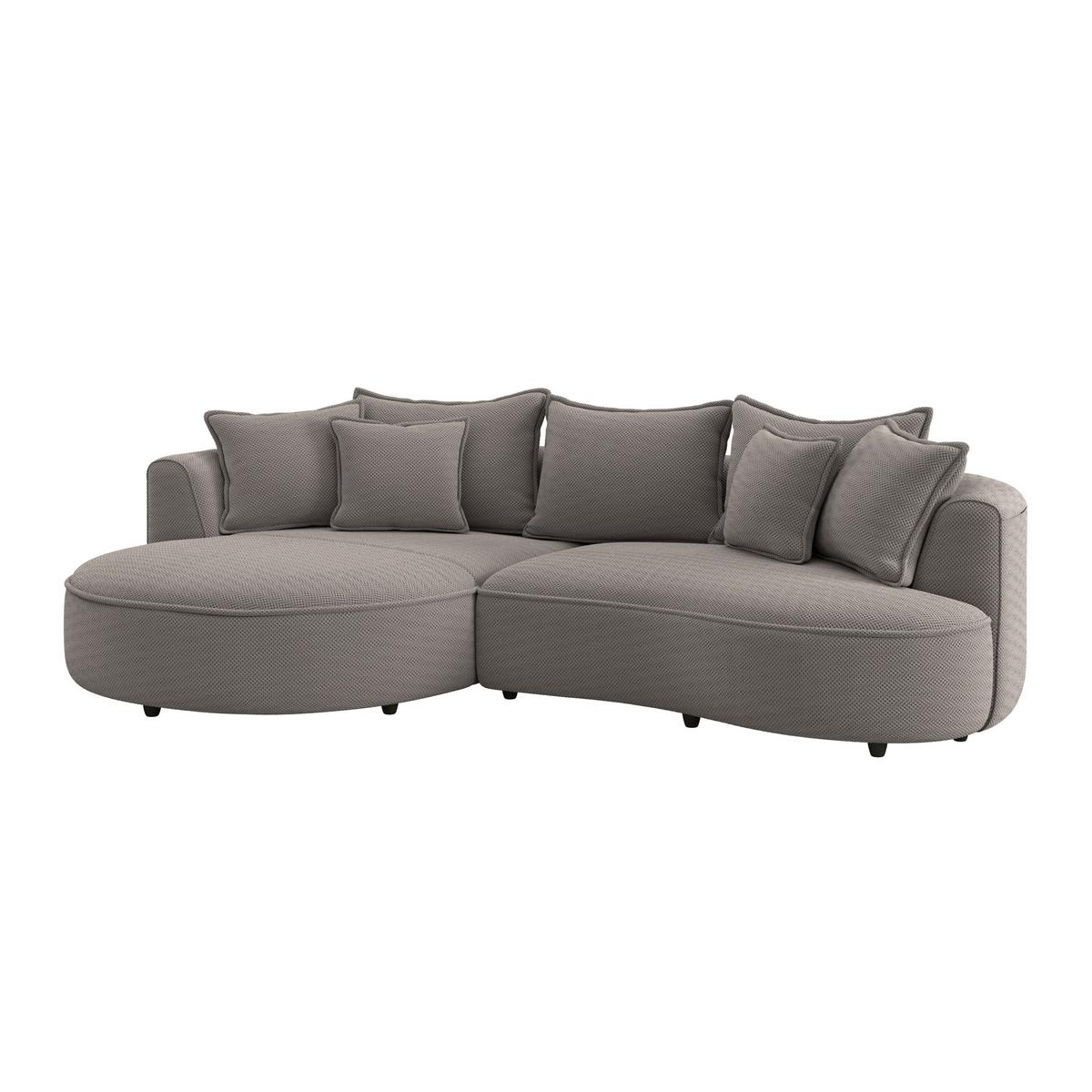 Rohová sedačka LEVI, ľavá, cappuccino, so 7 vankúšmi - čierna/cappuccino, Modern, textil/plast (168/287cm)