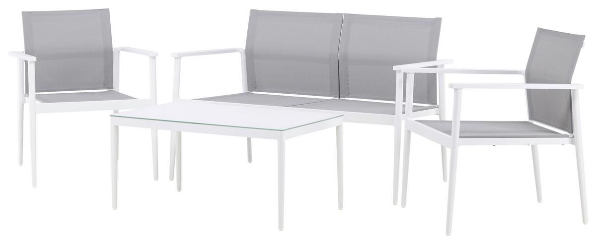 Loungegarnitur Break - Weiß/Grau, KONVENTIONELL, Glas/Textil - Gardenson
