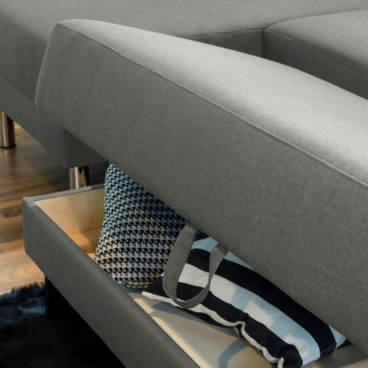 Ecksofa mit Schlaffunktion Just Fashion Hellgrau - Chromfarben/Hellgrau, KONVENTIONELL, Textil (152/230cm) - Max Winzer